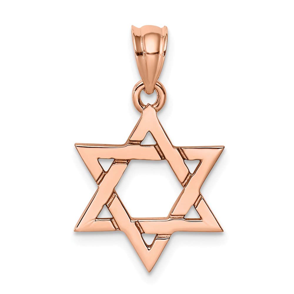 14K Rose Gold Polished Star of David Pendant Necklace - Elegant Jewish Jewelry for Women, Men & Teens - Perfect for Hanukkah, Bar Mitzvah & Everyday Wear