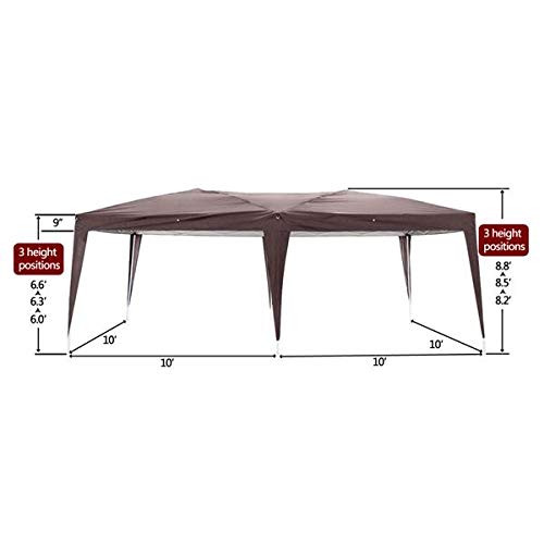 3 x 6m Two Windows Waterproof Folding Tent - Dark Coffee Color for Camping, Outdoor Events & Emergency Shelter