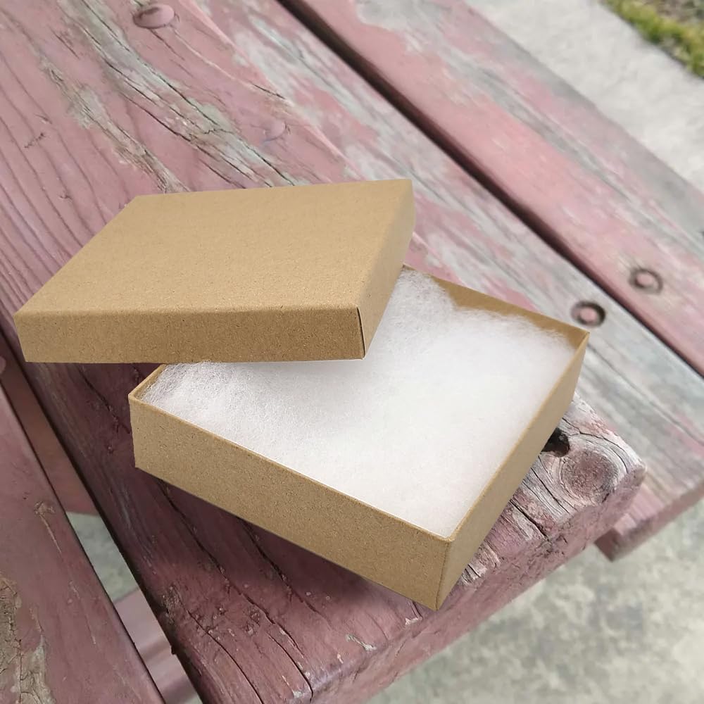 Premium Kraft Jewelry Gift Boxes 3.5x3.5x1 Inch - 1000pcs Bulk Cotton Lined Packaging for Rings, Necklaces & Earrings - Perfect for Retail Stores, Wedding Favors & Handmade Crafts