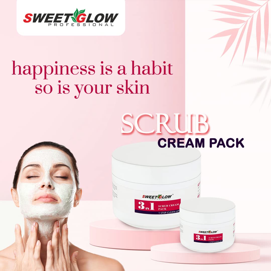 SWEET GLOW Professional 3-in-1 Exfoliating Scrub Cream with Argan Oil & Walnut | Deep Cleansing Face & Body Scrub for Blackhead Removal, Oil Control & Tan Removal | 100% Natural Vegan Skincare for Men & Women | Perfect for Daily Use, Post-Workout & Pre-Makeup Prep (100g)