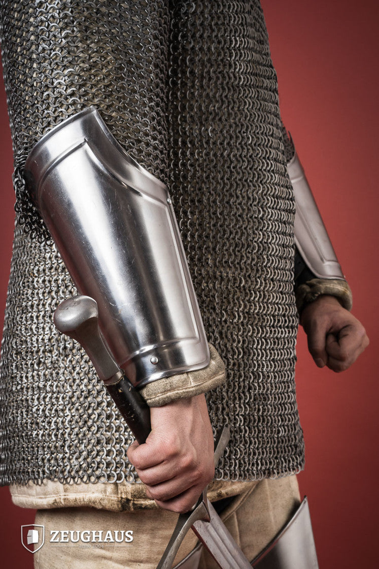 Polished Warrior Bracers - Medieval Armor for LARP, Cosplay & Renaissance Fairs | Handcrafted Leather Bracers for Role-Playing & Historical Reenactment