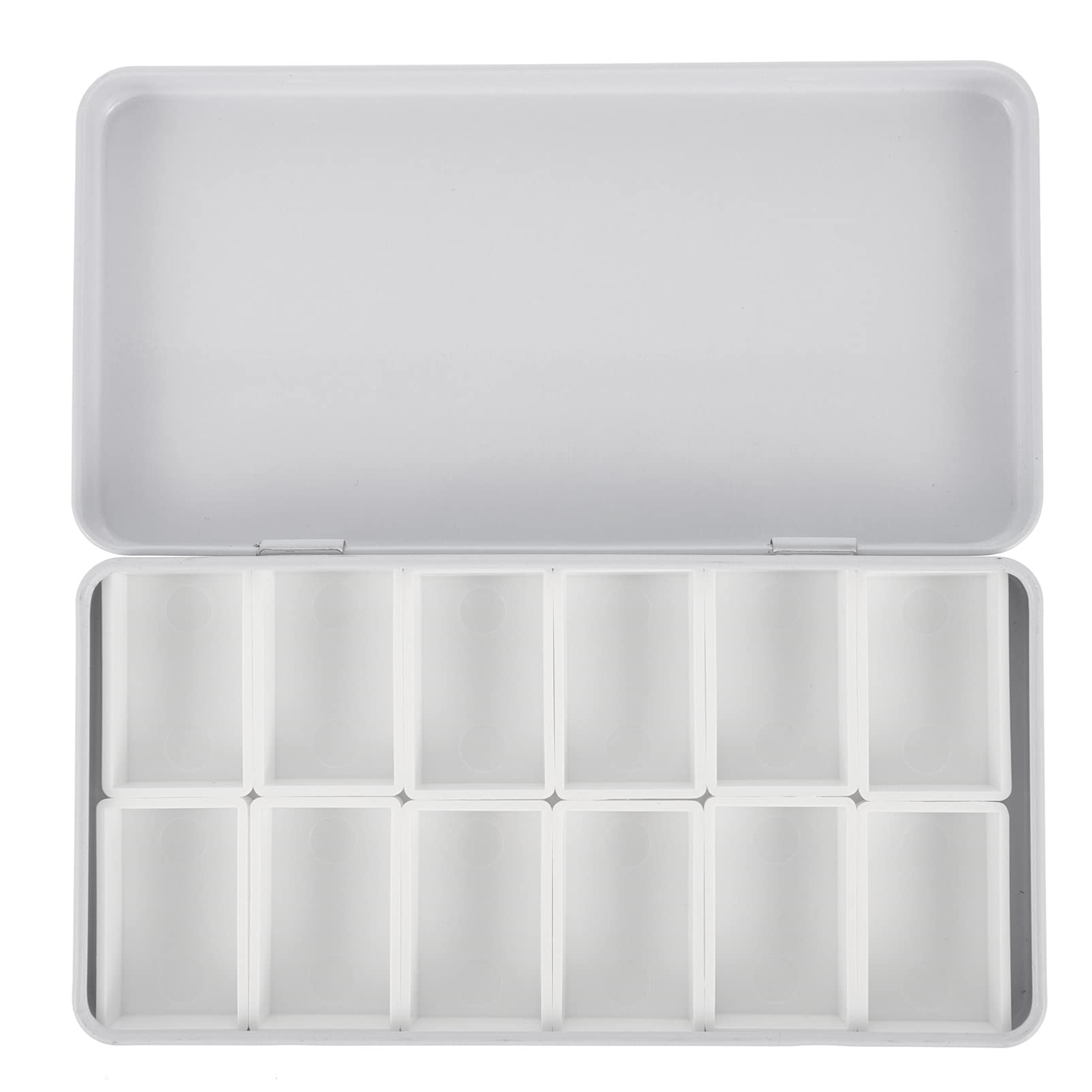 EXCEART 12-Slot Empty Watercolor Tin Palette - Metal Paint Case with Lid for Refillable Watercolor Pans | Portable Travel Artist Accessory for Outdoor Sketching & Studio Painting