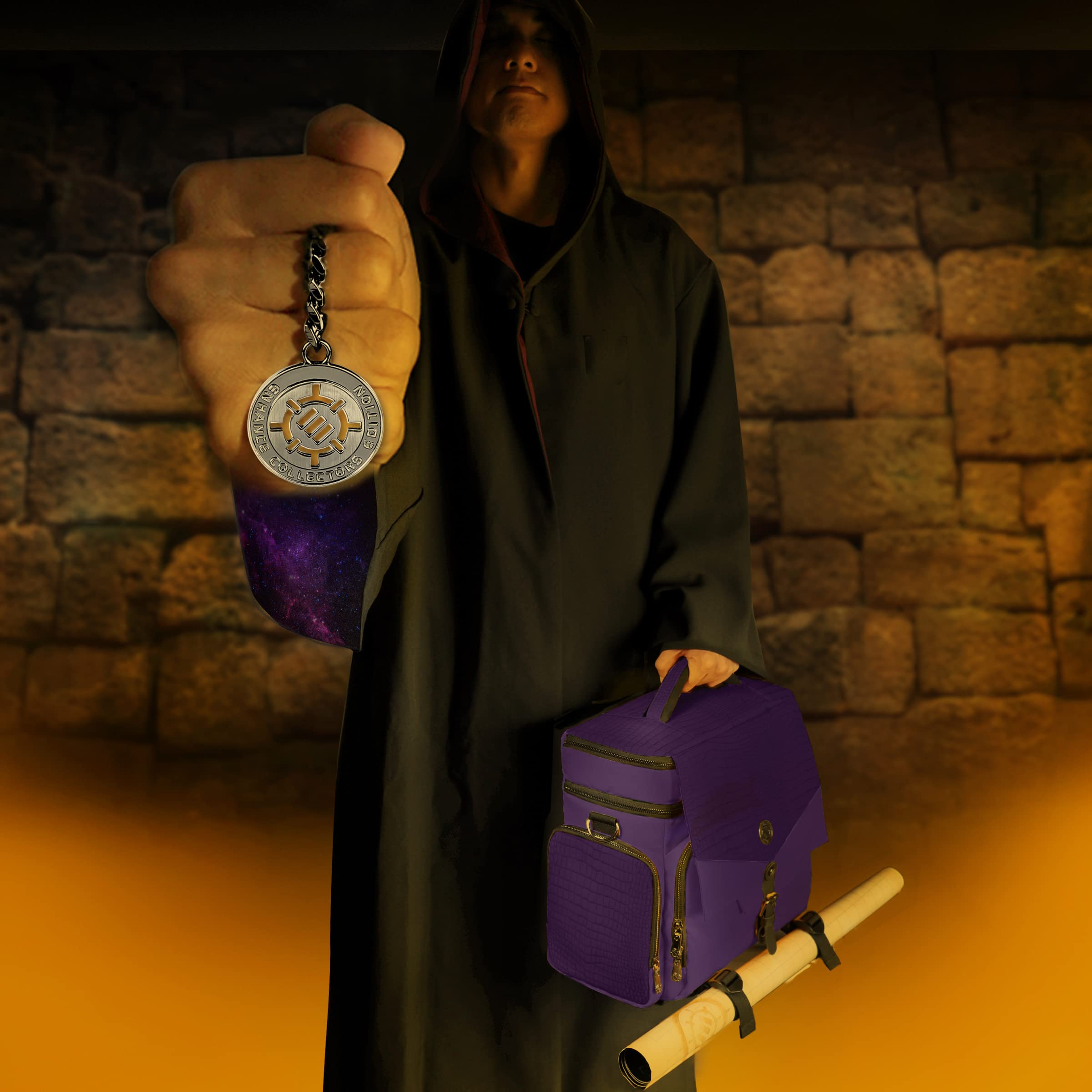 Dungeons & Dragons Collector's Edition Travel Bag - DND Battle Mat Holder with Dice Pockets & Accessories, Fits 4-8 RPG Books (Purple Dragon) - Perfect for Game Nights, Conventions & Travel