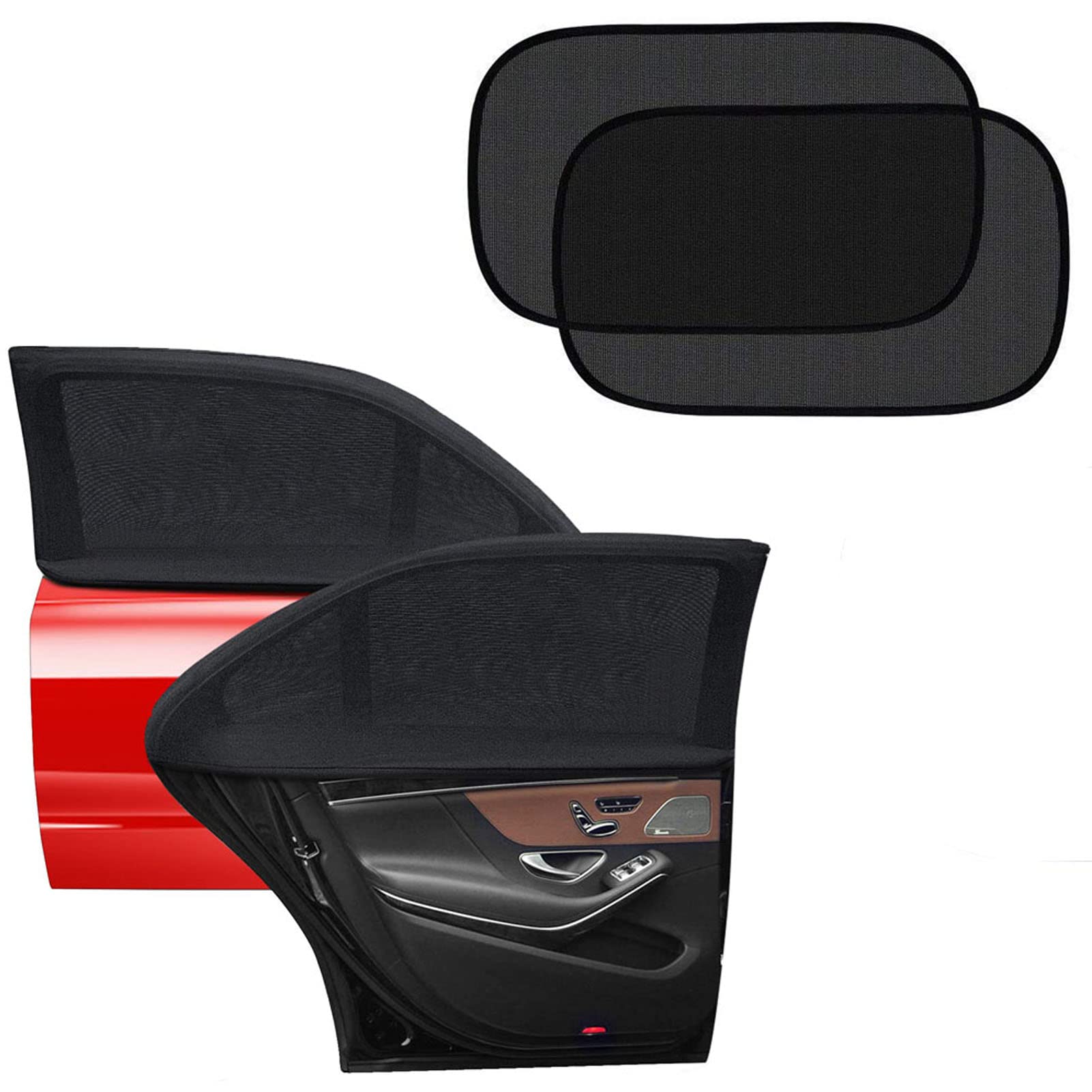 ANKIA 2 Pack Static Cling Car Window Shades for Front & Rear - UV Protection Polyester Mesh Sun Shades for Baby & Kids - Perfect for Road Trips, Summer Driving & Family Travel