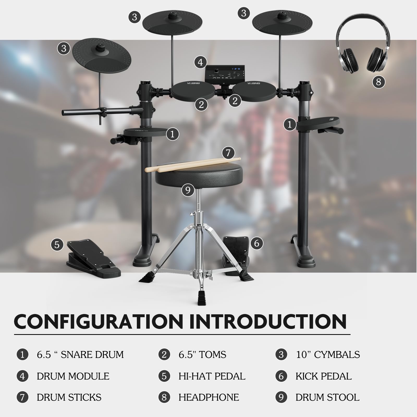 UMOMO Electric Drum Set - 10