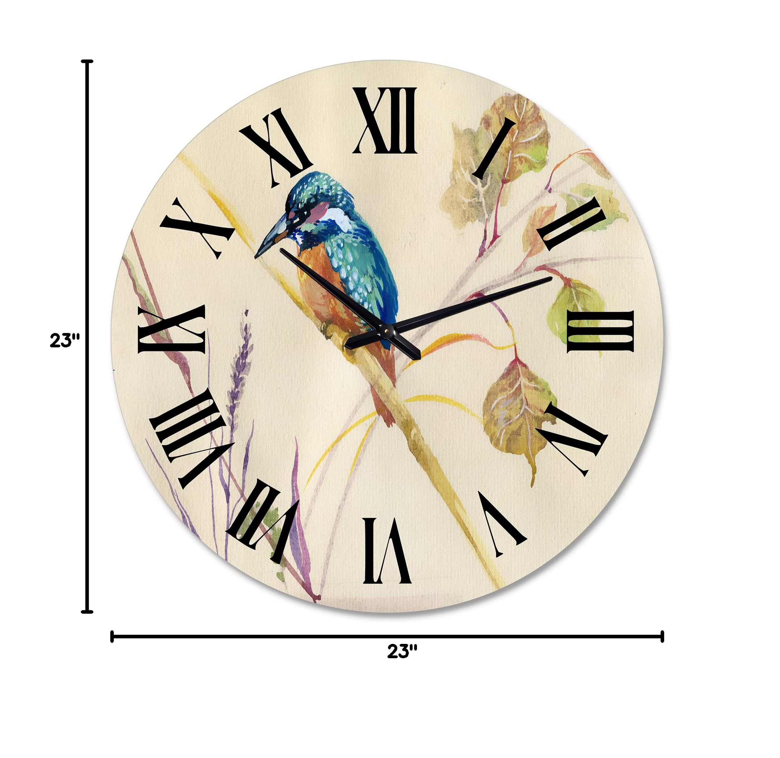 Common Kingfisher Bird Traditional Wall Clock - Large Animal-Themed Decorative Clock for Bedroom, Living Room, and Office Decor
