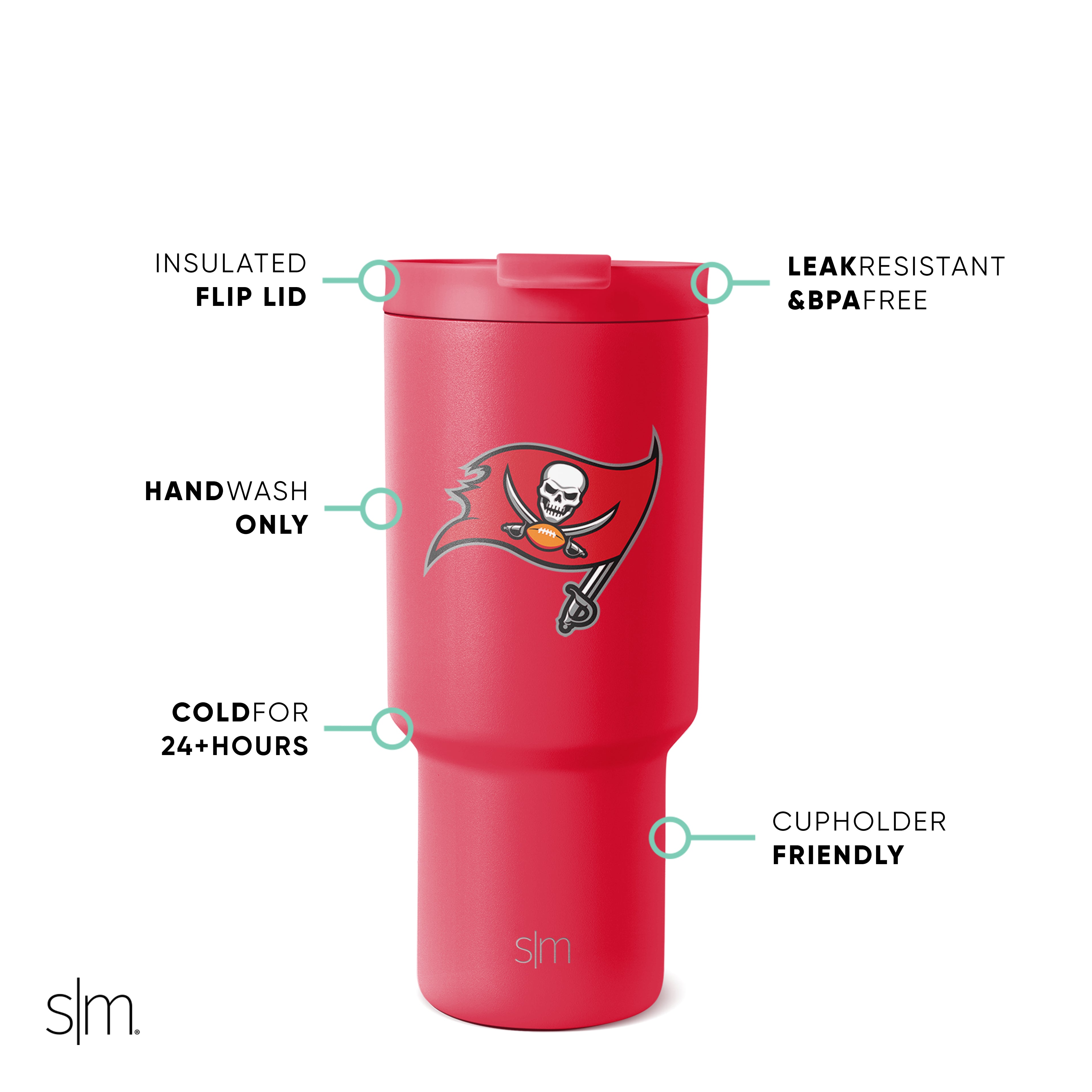 NFL Trek Tumbler 20oz Stainless Steel Insulated Water Bottle with Lid - Leakproof Travel Mug for Hot & Cold Drinks - Perfect for Football Games, Camping & Outdoor Adventures