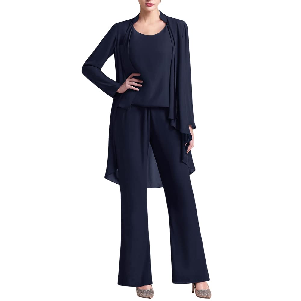 Zongqiven Women's 3-Piece Chiffon Pant Suit Set - Elegant Mother of The Bride Outfit for Weddings, Evening Parties & Special Occasions | Perfect for Wedding Guests, Formal Events & Celebrations