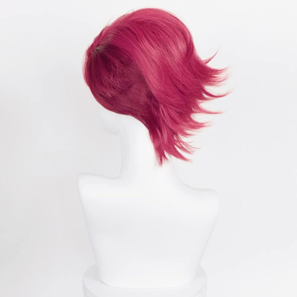 LOL Arcane Vi Cosplay Wig - Short Layered Pink Hair for Women & Men | Perfect for Halloween, Cosplay Events, Anime Conventions & Costume Parties