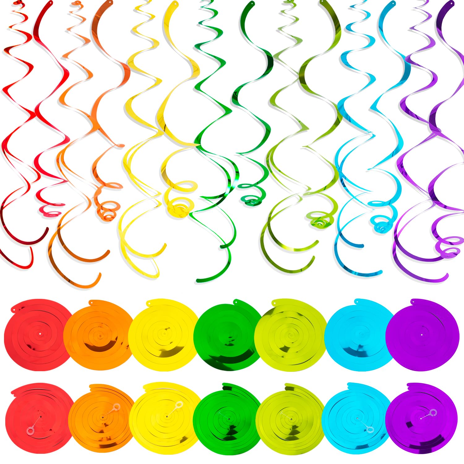 36 Pcs Rainbow Hanging Swirl Party Decorations - Colorful Ceiling Swirl Foil Streamers for Graduation, Wedding, Engagement, Baby Shower & Birthday Party - Perfect for Indoor & Outdoor Celebrations