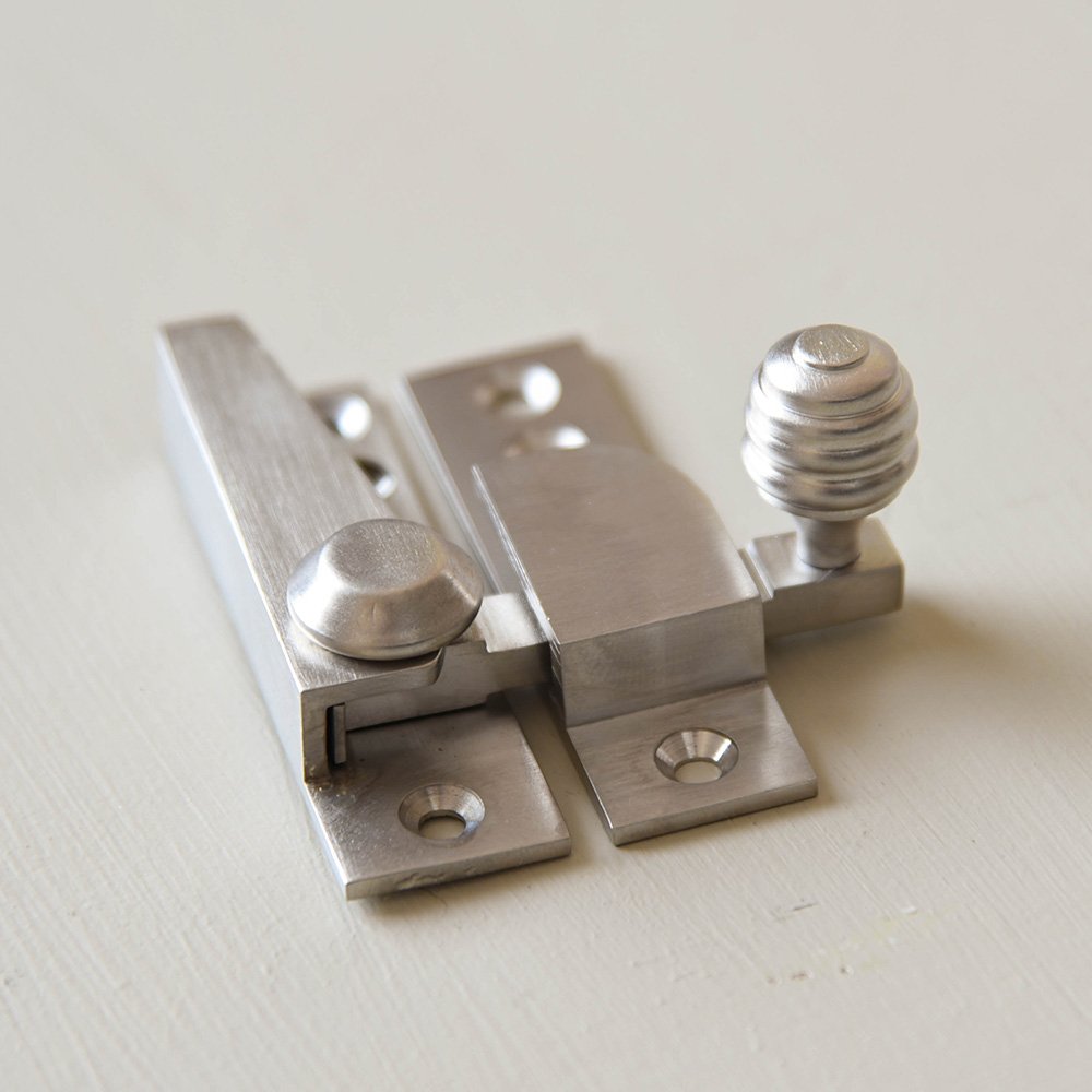 Satin Nickel Beehive Sash Window Fastener - Vintage Style Window Latch for Home Security - Perfect for Historic Homes, Bedrooms & Bathrooms
