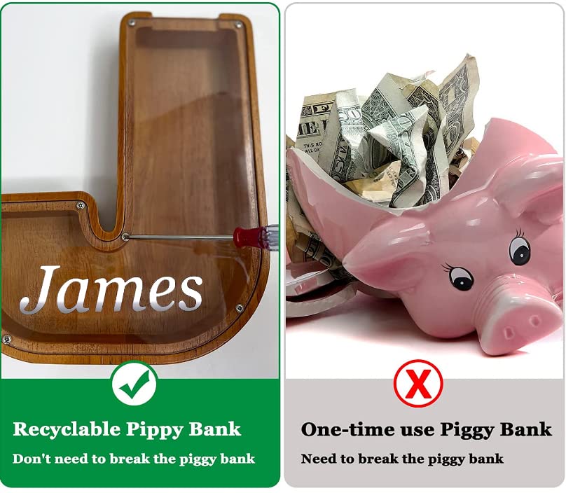 Personalized DIY Piggy Bank for Kids & Adults - 9.1 Inch Large Money Saving Bank with Laser Stickers | Unique Gift for Boys, Girls & Toddlers | Perfect for Birthday, Christmas & Home Decor (Ceramic)