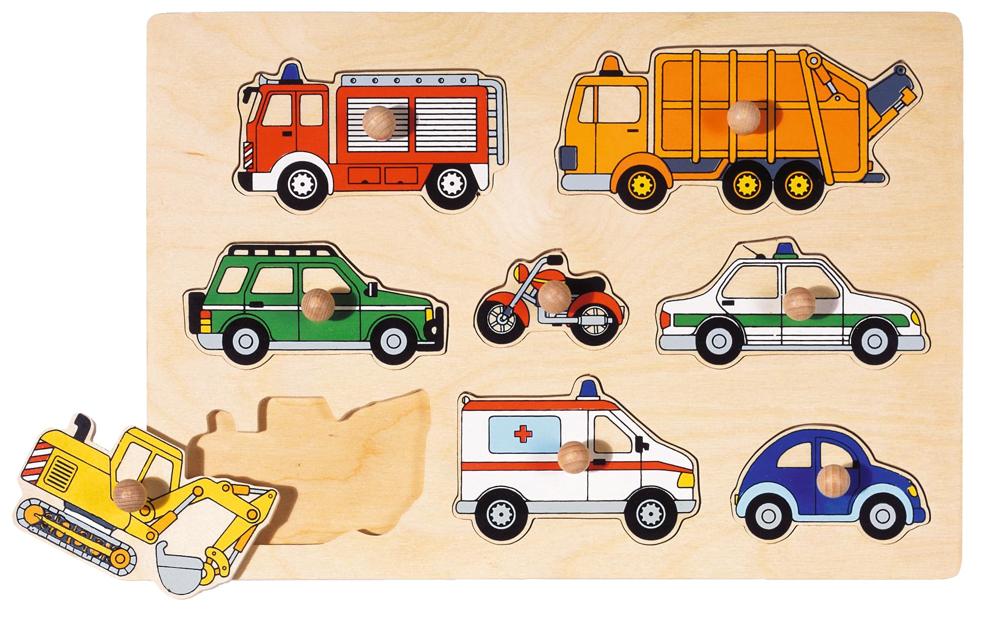 GOKI Wooden Transport Puzzle - Colorful Matching Game for Kids Learning