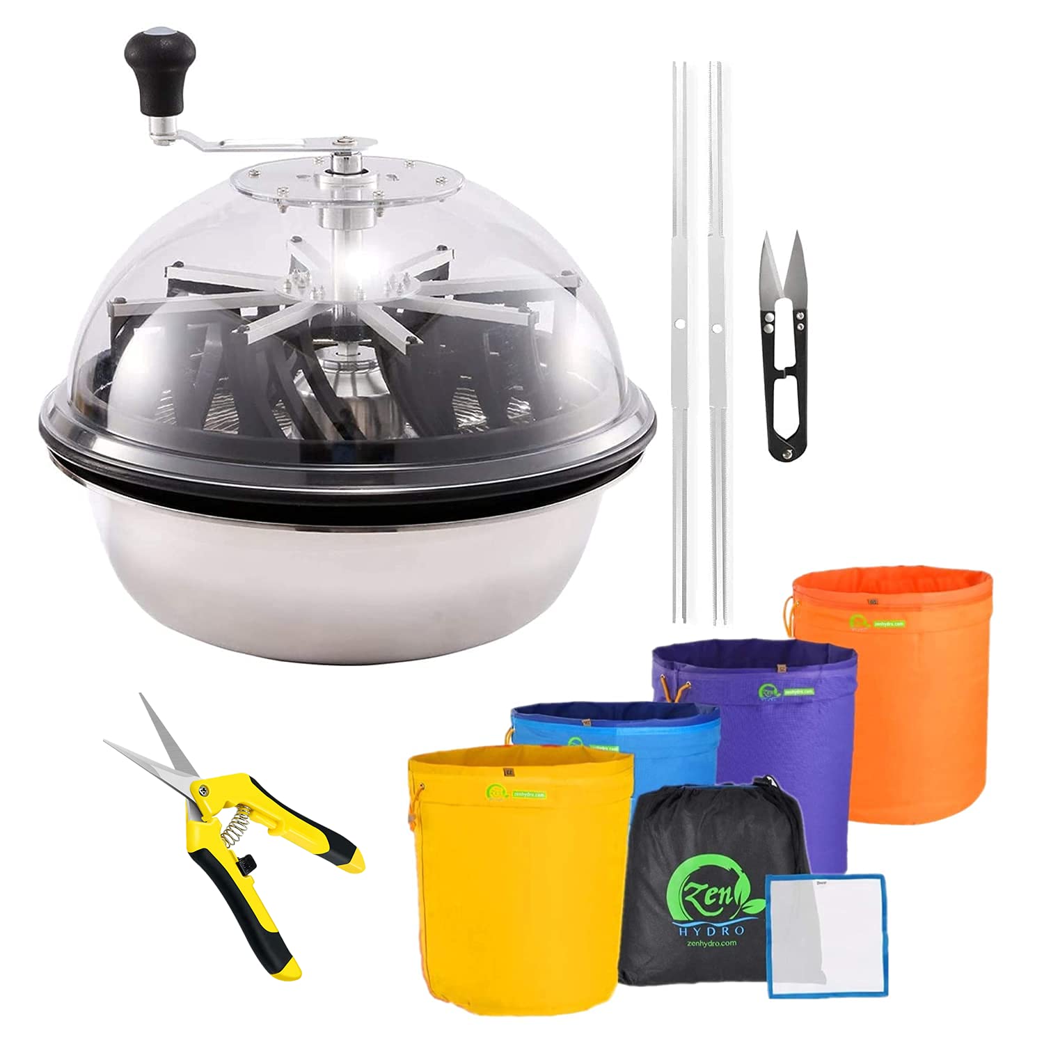 iPower 19 Inch Stainless Steel Leaf Bowl Bud Trimmer with 5-Gallon 4-Pack Bubble Bags & 6.5
