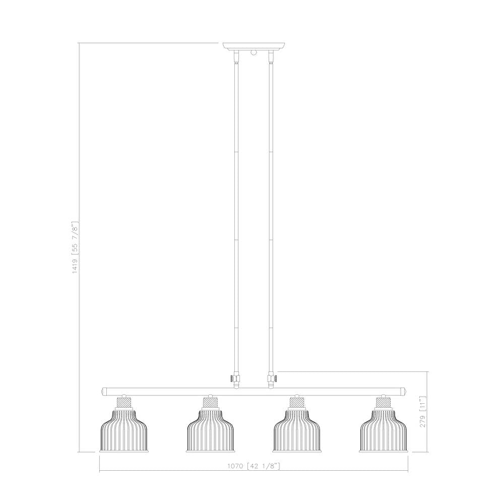 Vanity Art Modern 4-Light Kitchen Island Pendant Lighting - Satin Nickel Finish with Clear Glass Shade - Farmhouse Hanging Lamp for Dining Room, Bar Counter & Living Room - Linear Ceiling Light Fixture IL209-4SN-CL