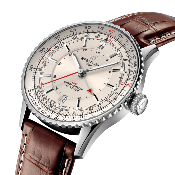 Breitling Navitimer Automatic 41 GMT Stainless Steel Men's Watch - Luxury Pilot Chronograph with Dual Time Zone for Business Travel & Aviation Enthusiasts
