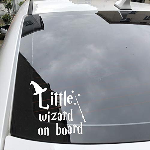 Custom Name Stickers 17.8x17.5cm - Personalized Car Decals for Rear Windshield - Little Wizard ON Board Vinyl Warning Decal - Black - Perfect for School Pickup, Baby on Board, and Family Car Safety