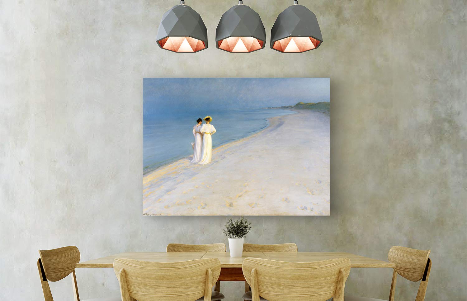 Peder Severin Krøyer Summer Evening on Skagen's Beach Canvas Art Print - 47x35 Inches (120x90cm) - Wall Decor for Living Room, Bedroom & Office - Scandinavian Coastal Painting