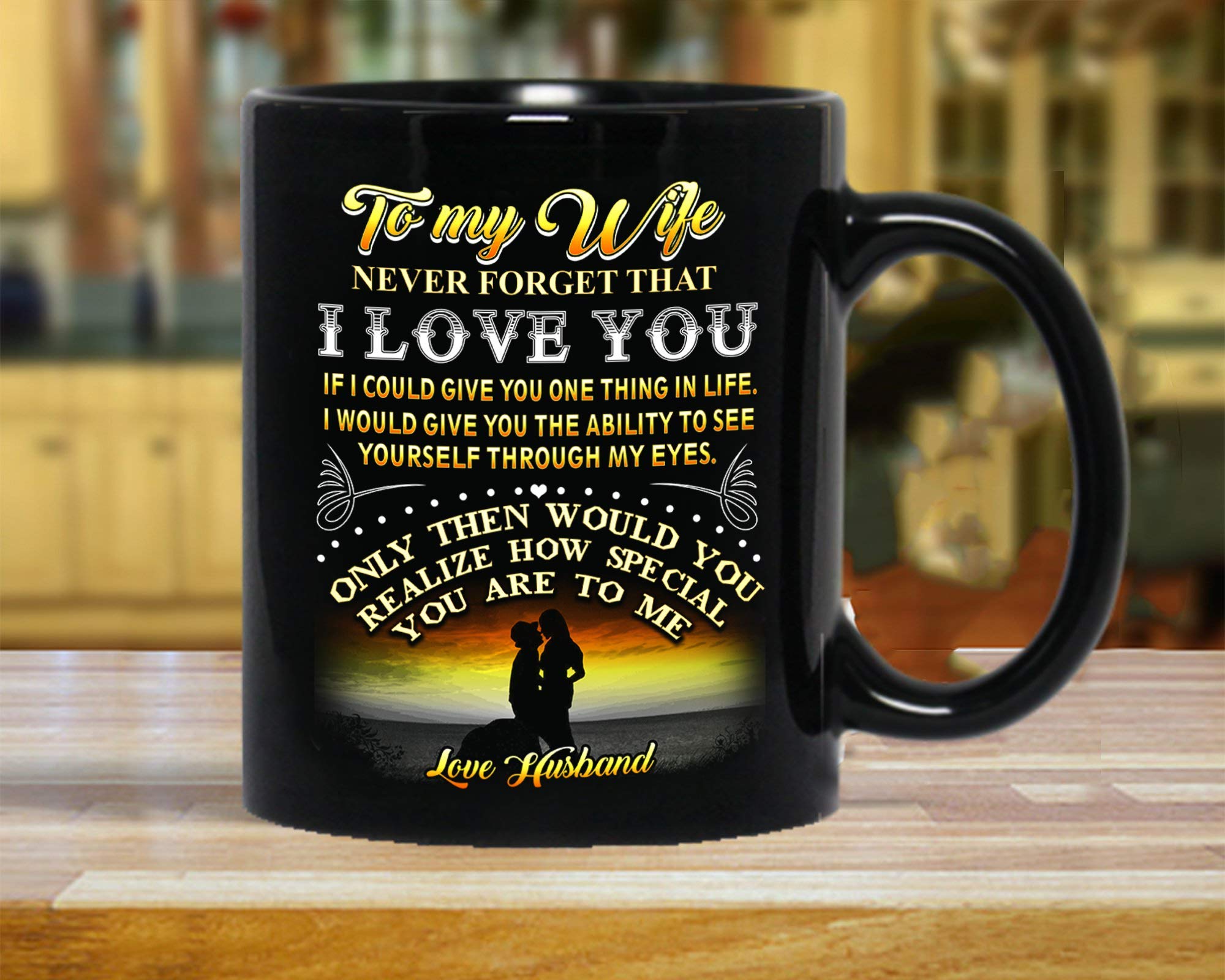 TERAVEX 11 oz Ceramic Coffee Mug - Romantic Gift for Wife with 