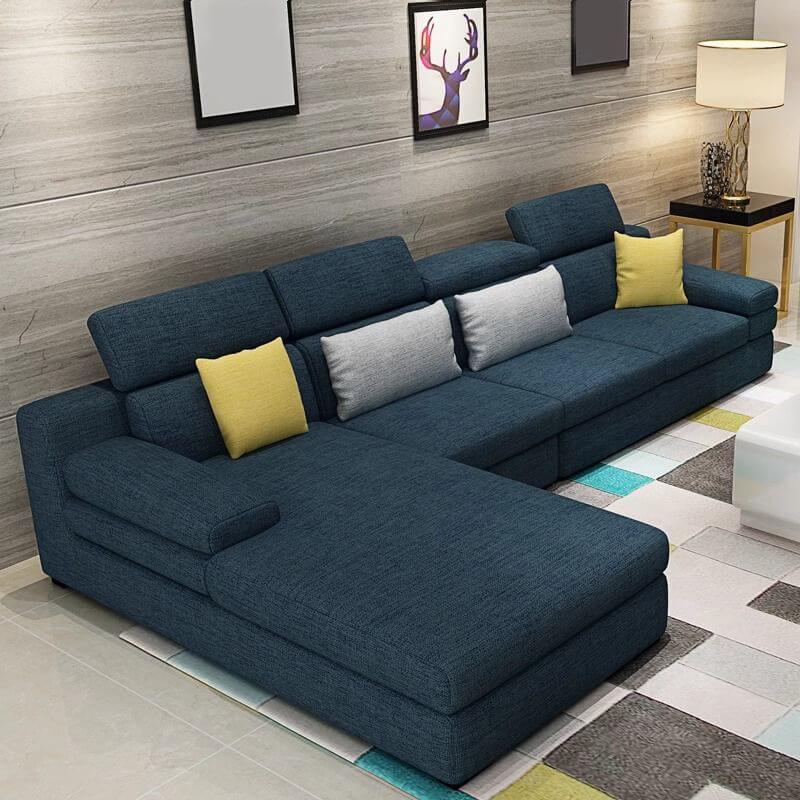 L-Shaped Left/Right Hand Facing Reclining Sofa with Adjustable Headrest & Hidden Support - Perfect for Living Room, Home Theater & Family Gatherings