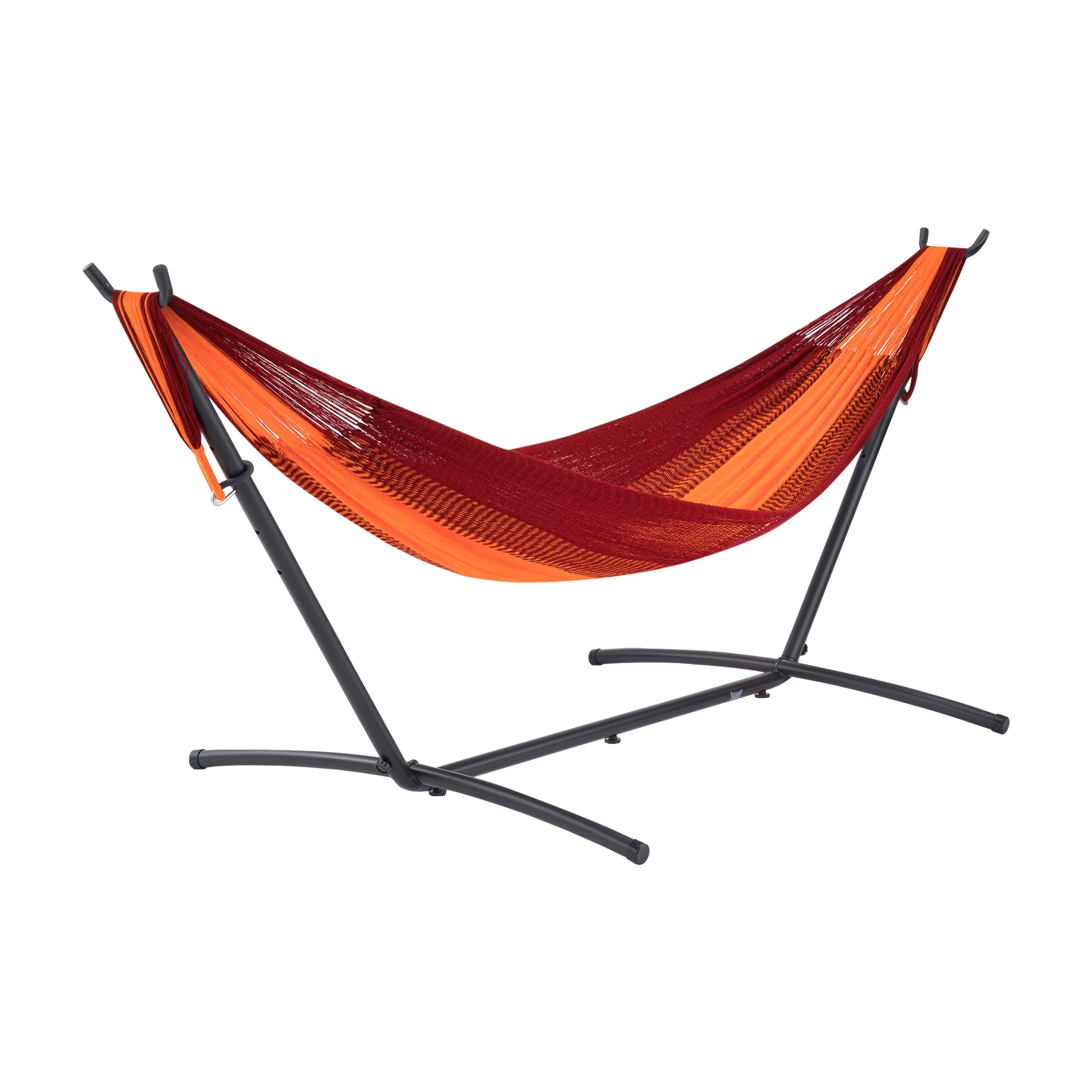 Premium Handwoven Hammock with Portable Stand - Family Size for 2+ People, 550lb Capacity - Weatherproof, Easy Setup, Ultra Soft Cotton - Artisan Made by Yellow Leaf Hammocks (Red) - Perfect for Backyard, Beach, Camping & Patio Relaxation
