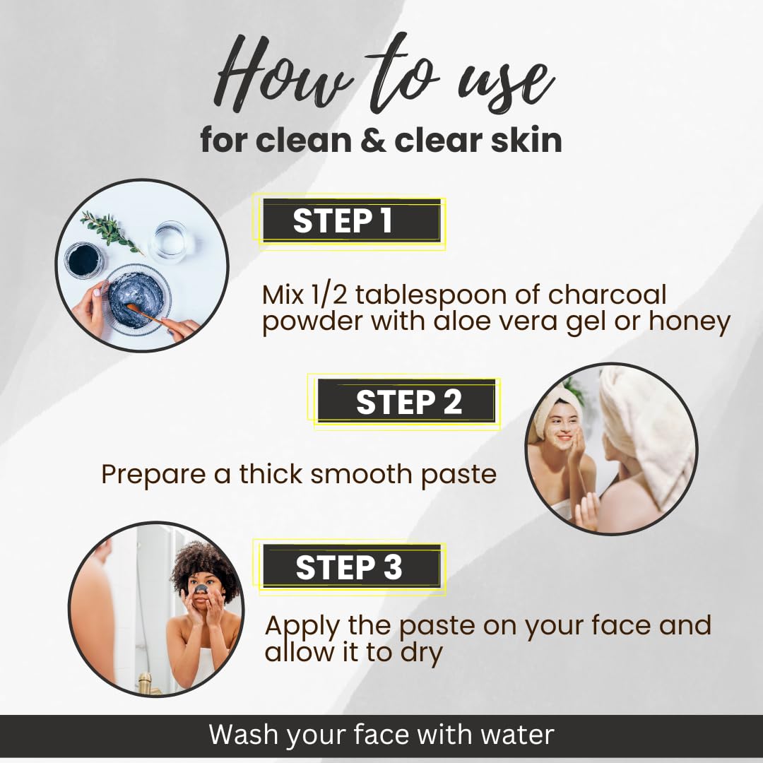 Veda Harvest 100% Natural Activated Charcoal Powder 250g | Skin Detox, Teeth Whitening & Dead Skin Removal | Suitable for All Skin Types | DIY Face Mask & Oral Care Solution