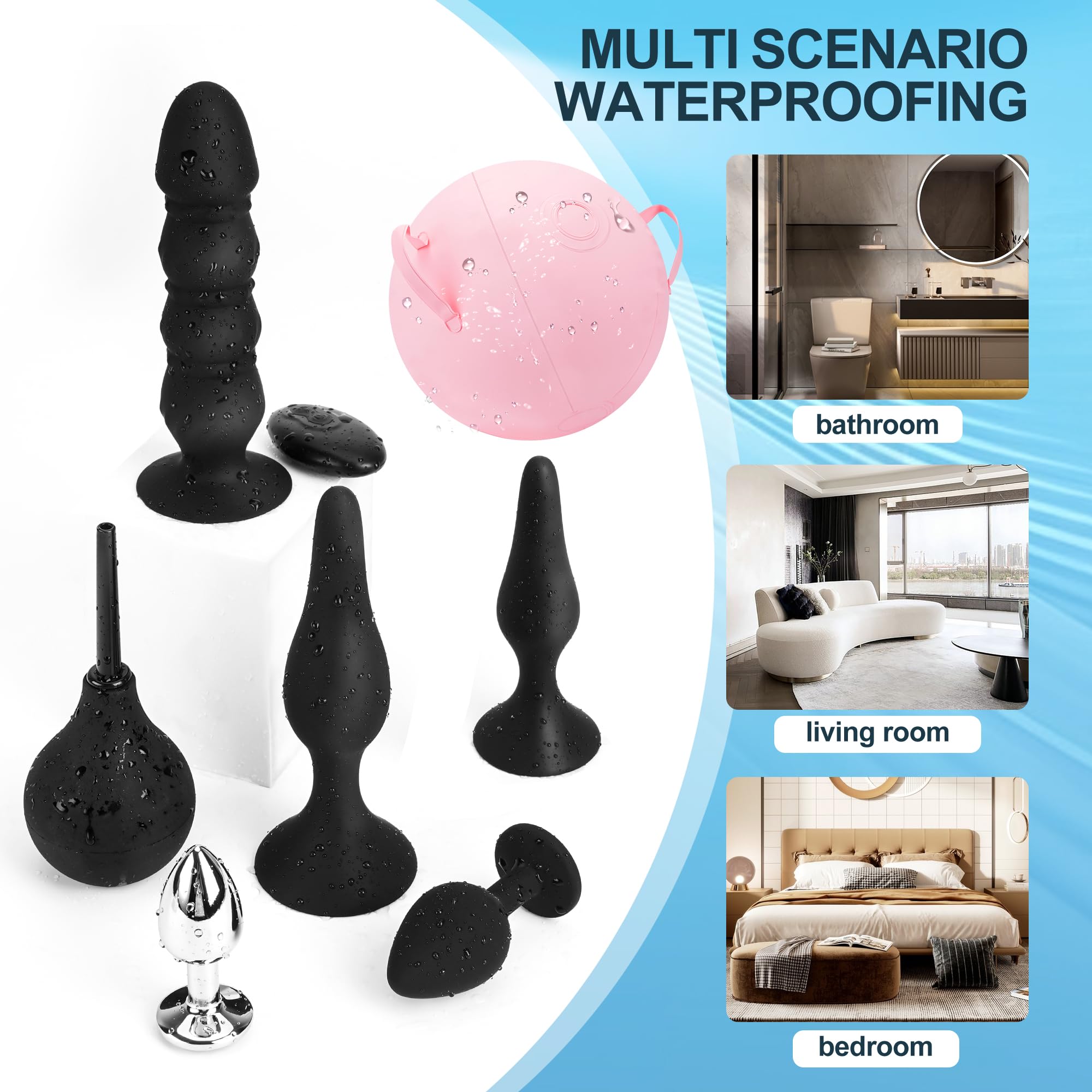 7PCS Vibrating Butt Plug Set - Anal Training Kit for Couples with 13.8 Inch Sex Ball Pillow & Prostate Massager | Adult Sex Toys for Men & Women | Perfect for Beginners, Couples Play & Solo Exploration