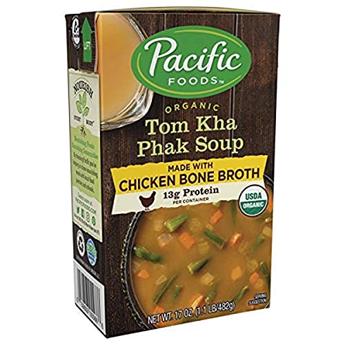Organic Tom Kha Phak Soup with Chicken Bone Broth - USDA Certified, 17 Oz (Pack of 12) | Authentic Thai Coconut Soup for Quick Meals, Healthy Lunches & Asian Cuisine Lovers