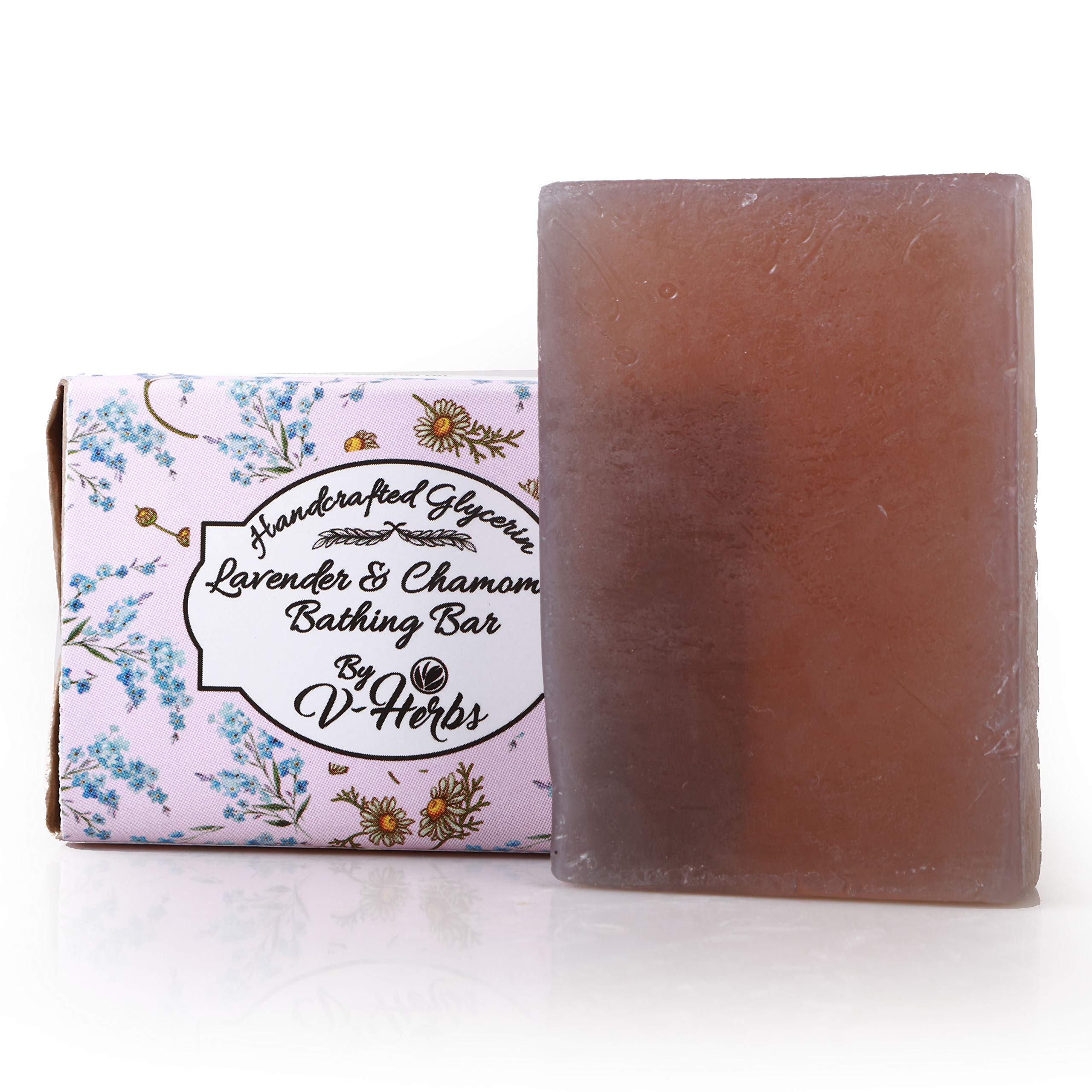 Organic Handmade Lavender Chamomile Glycerin Soap - 100g (2 Pack) | Relaxing Ayurvedic Soap with Coconut Oil, Castor Oil & Sugar | Moisturizing, All-Natural Skincare for Stress Relief & Better Sleep