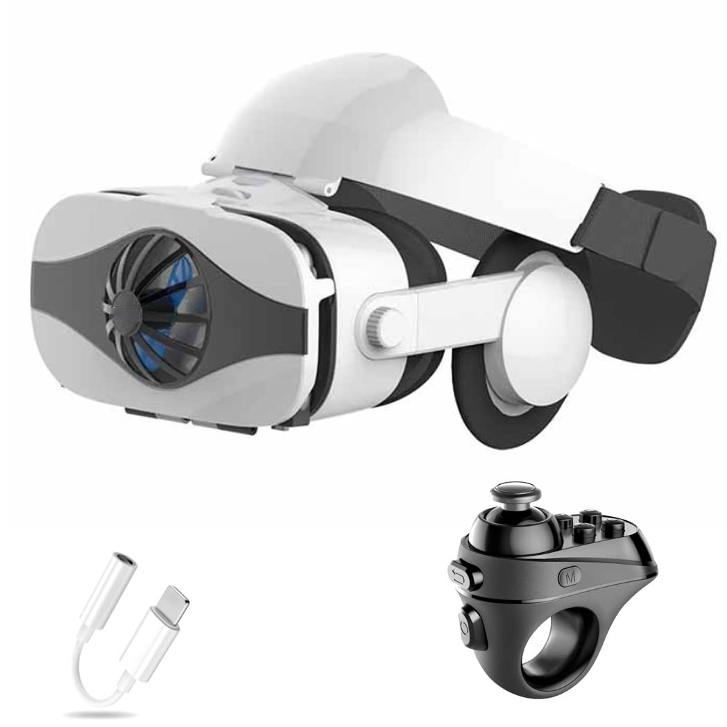 3D VR Headset with Bluetooth Controller - Compatible with iPhone 13 Pro Max/13 Pro/13/12/11, Samsung Galaxy S21, Huawei, Xiaomi Series - Immersive Virtual Reality Experience for Gaming, Movies & 360° Videos (Color: E, Size: iOS)