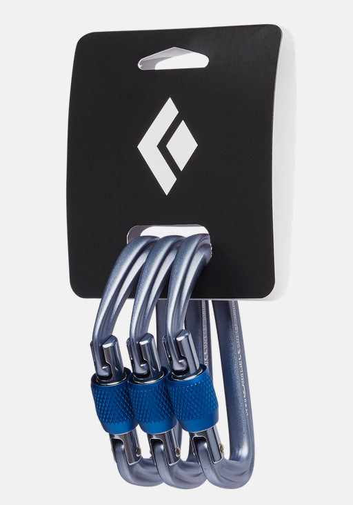 Black Diamond HotForge Screw Gate Carabiner 3 Pack - Heavy Duty Climbing Carabiners for Rock Climbing, Hiking, Camping & Outdoor Adventures