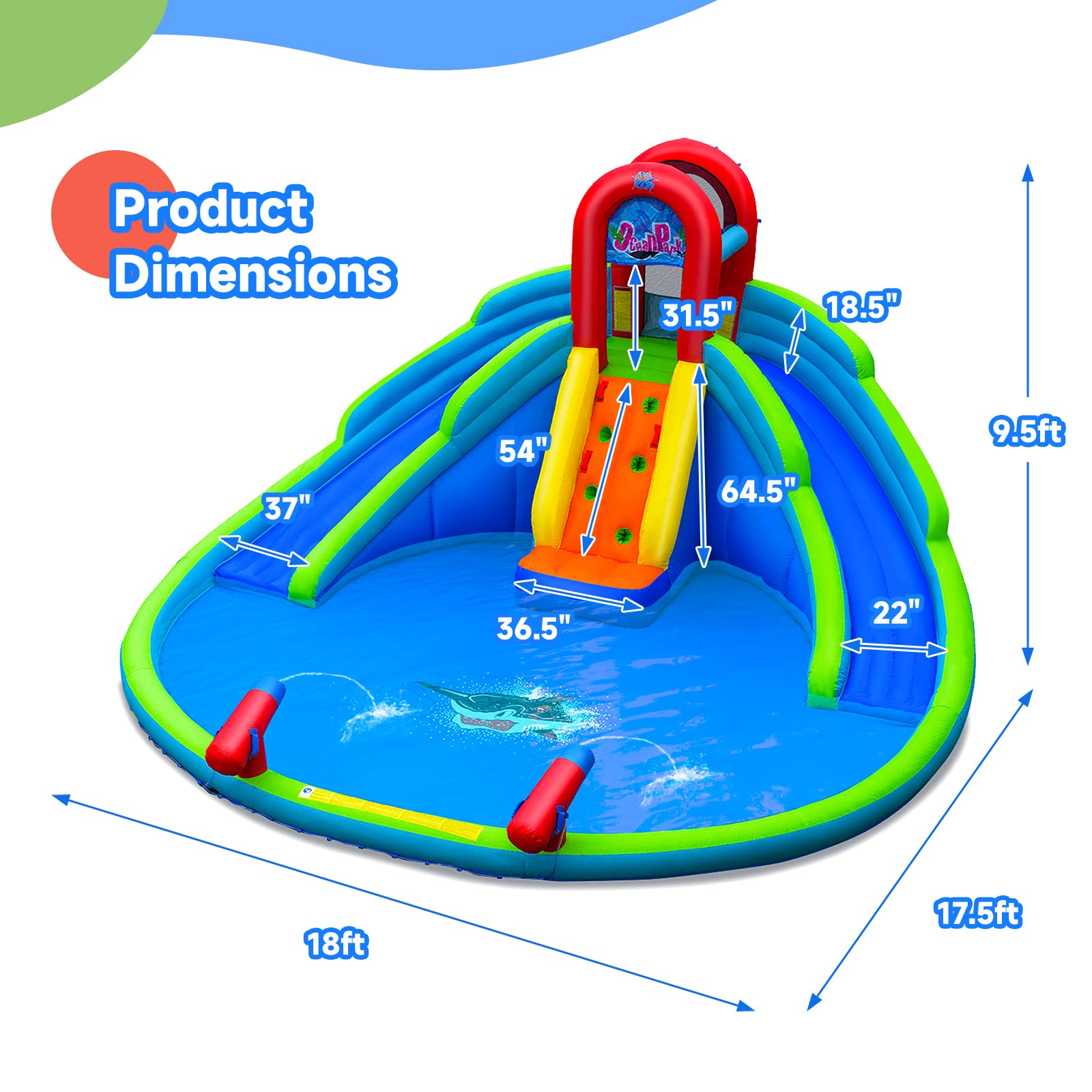 HONEY JOY Inflatable Water Slides for Kids - Bounce House with Long Slides, Climbing Wall, Splash Pool & Water Cannons | Backyard Water Park for Summer Fun | Perfect for Birthday Parties, Family Gatherings & Outdoor Play (Blower Not Included)