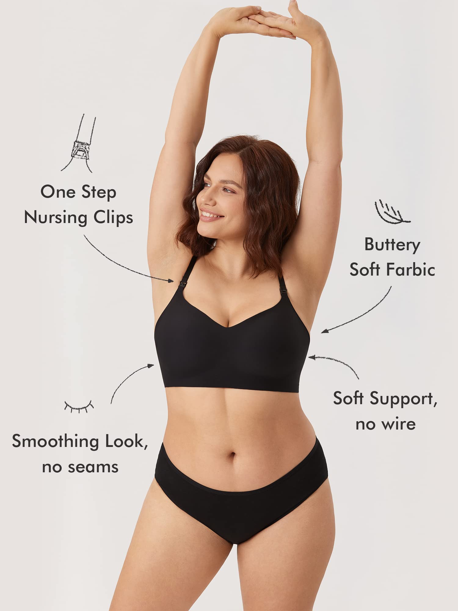 MOMANDA Women's Nursing Bras - Seamless Wireless Maternity Bra for Breastfeeding & Pregnancy, Comfortable Sleep Bralette for Nursing Mothers - Perfect for Daytime Wear and Nighttime Comfort