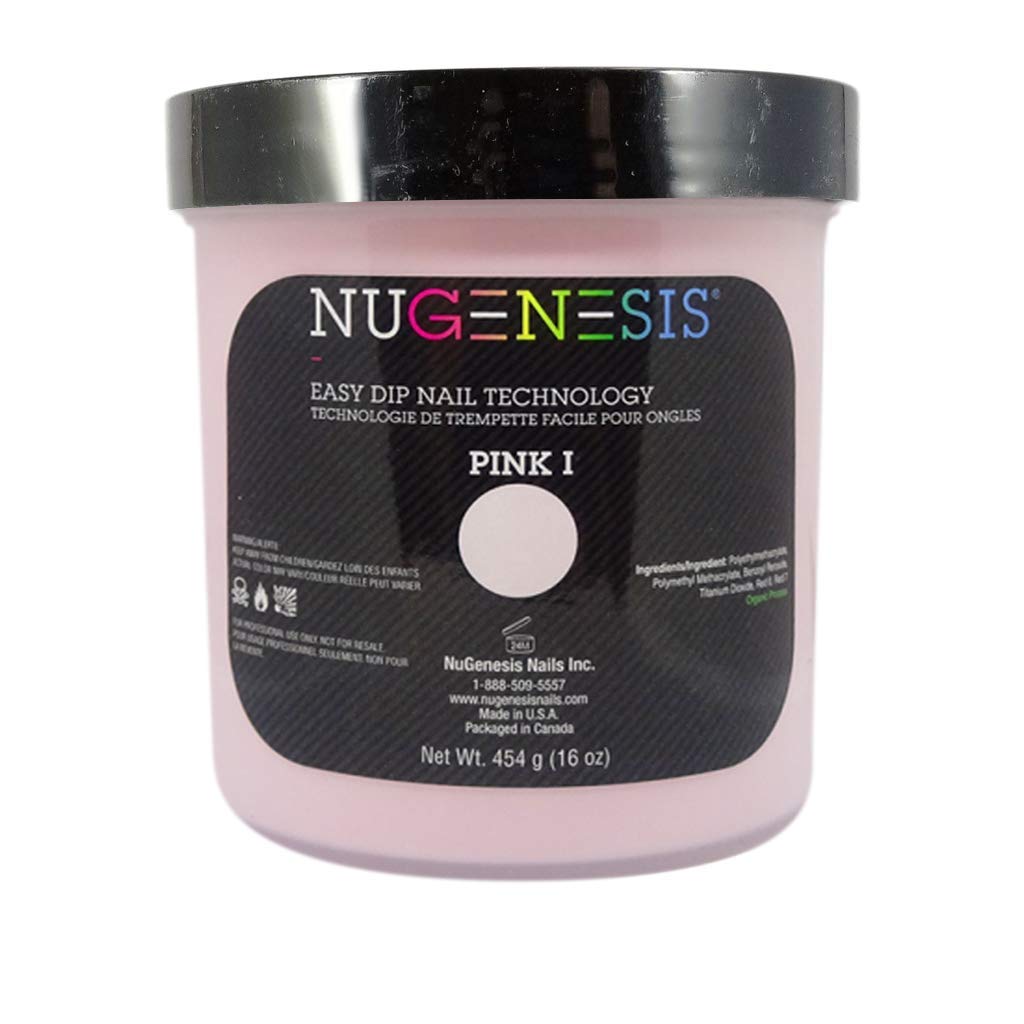 Nugenesis 100% Pure Nail Dipping Powder - Pink & White (16oz Refill, Pink I) | Professional Salon-Grade Manicure Kit for DIY Nail Art & Acrylic Nail Extensions at Home