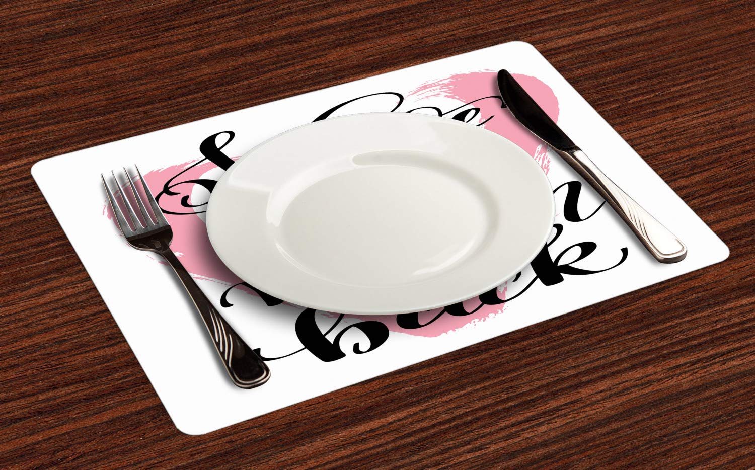 Ambesonne I Love You Place Mats Set of 4 - Watercolor Heart Print Washable Fabric Placemats for Dining Table - Perfect for Valentine's Day, Mother's Day & Family Gatherings - Standard Size Pale Pink & White