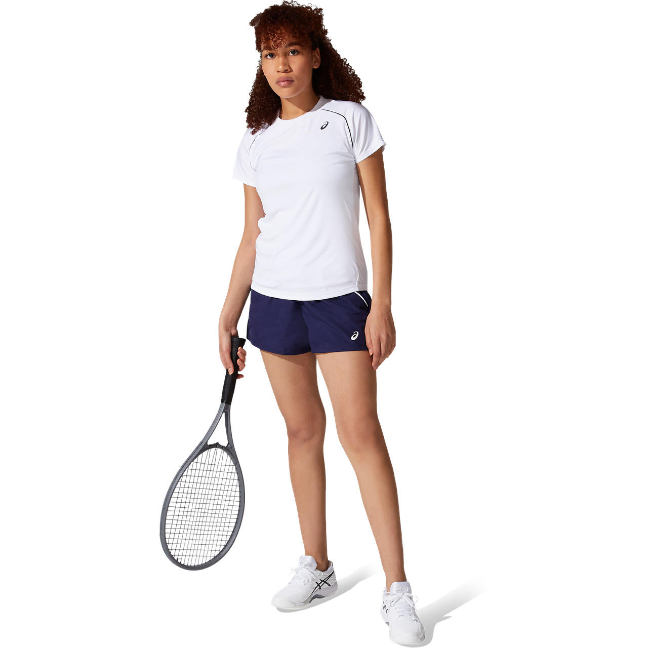 ASICS Women's Court Piping Short Sleeve Tennis Top - White | Breathable Performance Shirt for Women's Tennis, Pickleball & Active Workouts