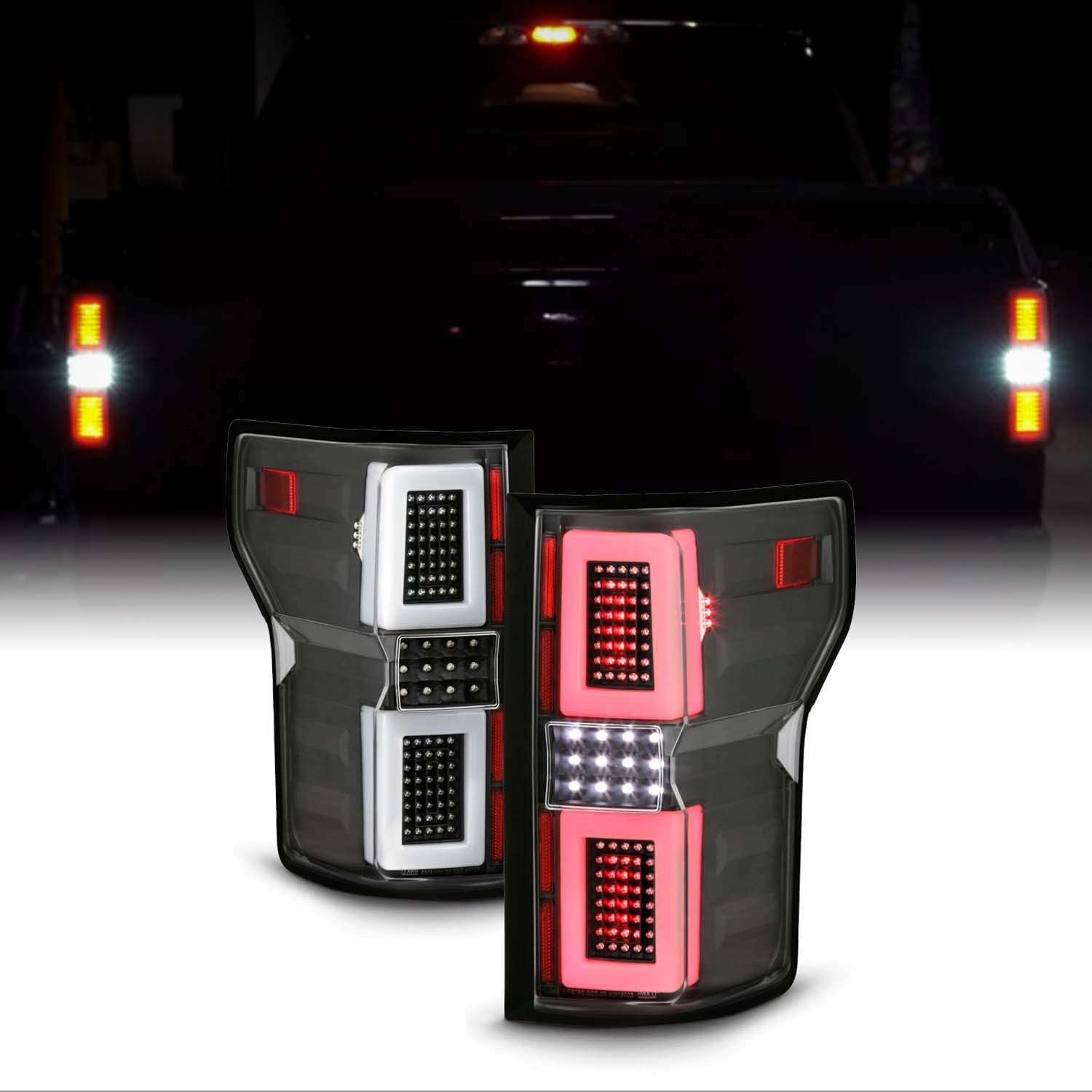 AKKON LED Tail Lights for 2015-2017 Ford F150 - Black Sequential Turn Signal Brake Lamps Pair (Left & Right) | Upgrade Pickup Truck Lighting for Enhanced Safety & Style