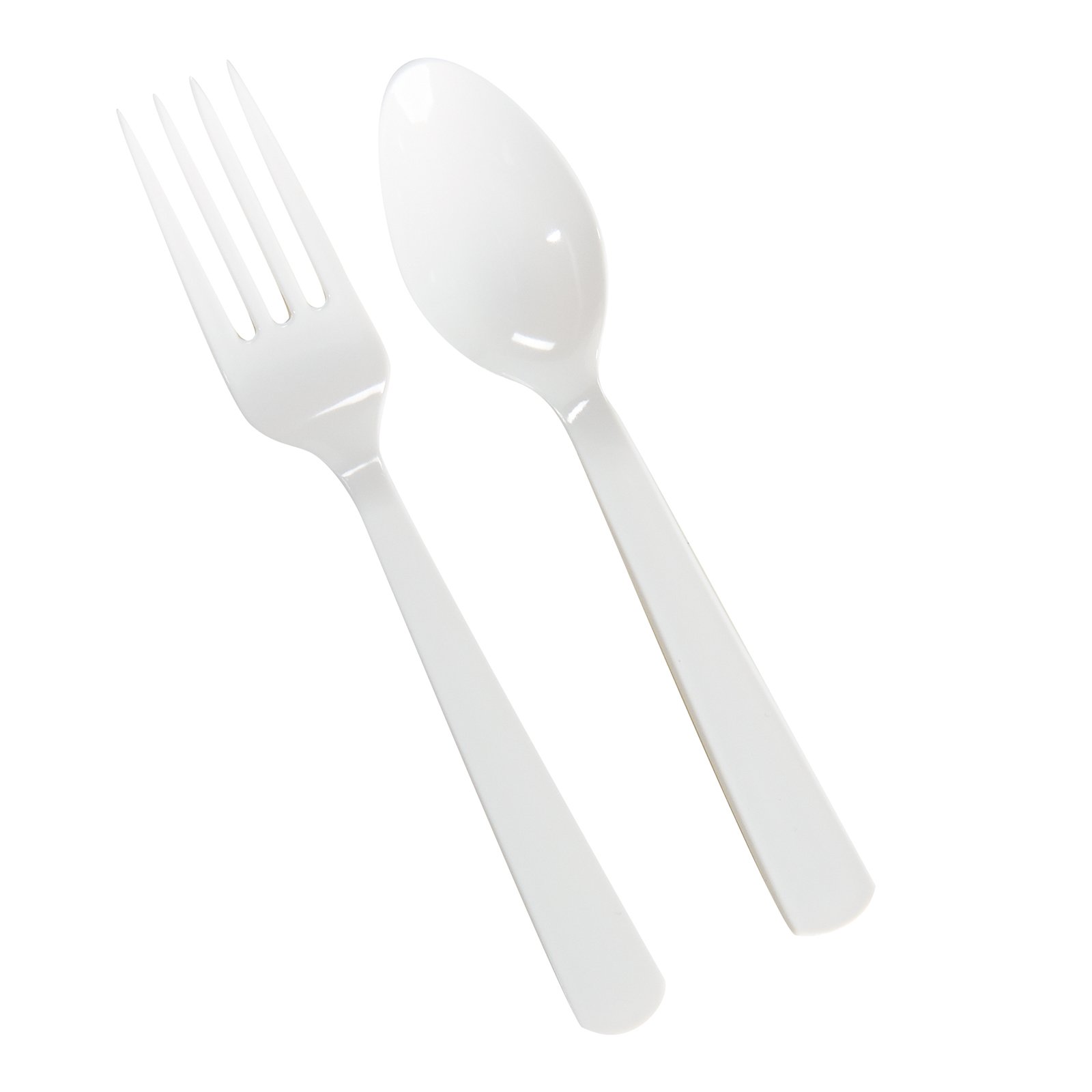 8-Pack White Plastic Party Forks & Spoons - Disposable Tableware for Birthday, Wedding, Picnic & Events - Durable & Elegant Dining Utensils