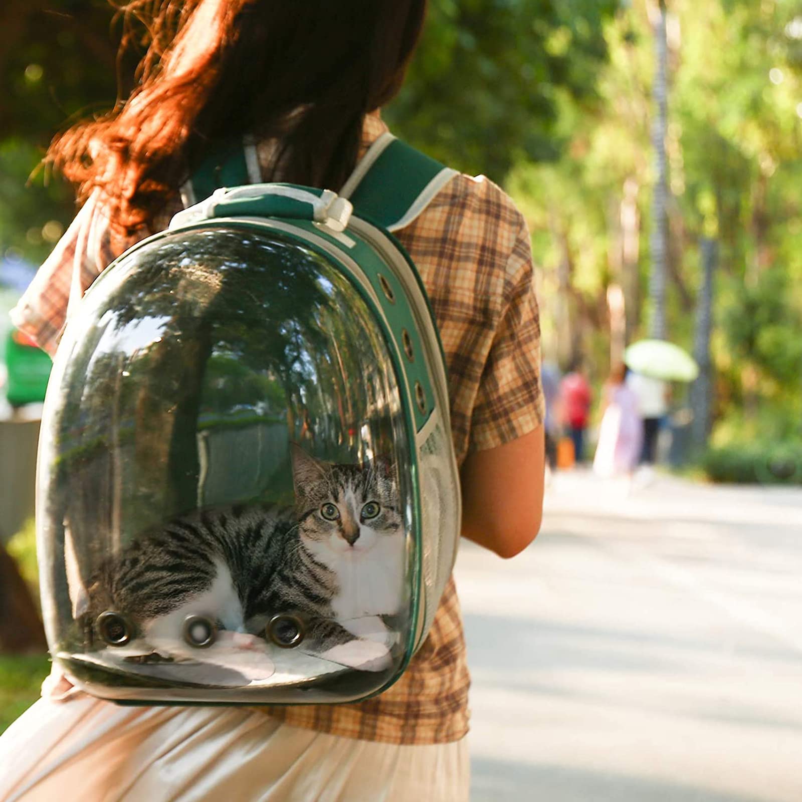 Expandable Clear Cat Backpack Carrier - Ventilated Space Capsule Pet Travel Backpack for Small Dogs & Cats | Portable Puppy Carrier for Hiking, Camping, Airplane & Outdoor Adventures (Pink)