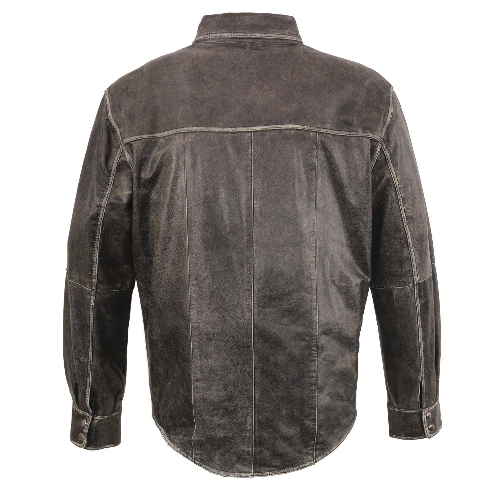 Milwaukee Leather Men's Distressed Grey Biker Shirt with Snap Front MLM1605 - Perfect for Motorcycle Riding & Casual Outfits