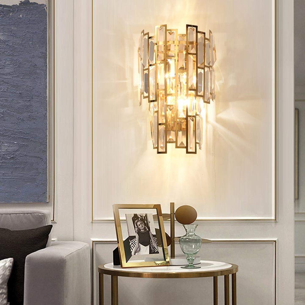Luxury Tiered Crystal Bathroom Vanity Lights - Gold 9