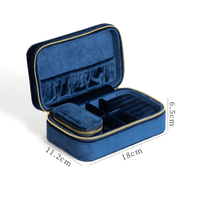 Portable Velvet Jewelry Organizer Box with Multiple Compartments - Travel Jewelry Case for Necklaces, Rings & Earrings | Perfect for Home Storage & Travel Accessories (SS029)