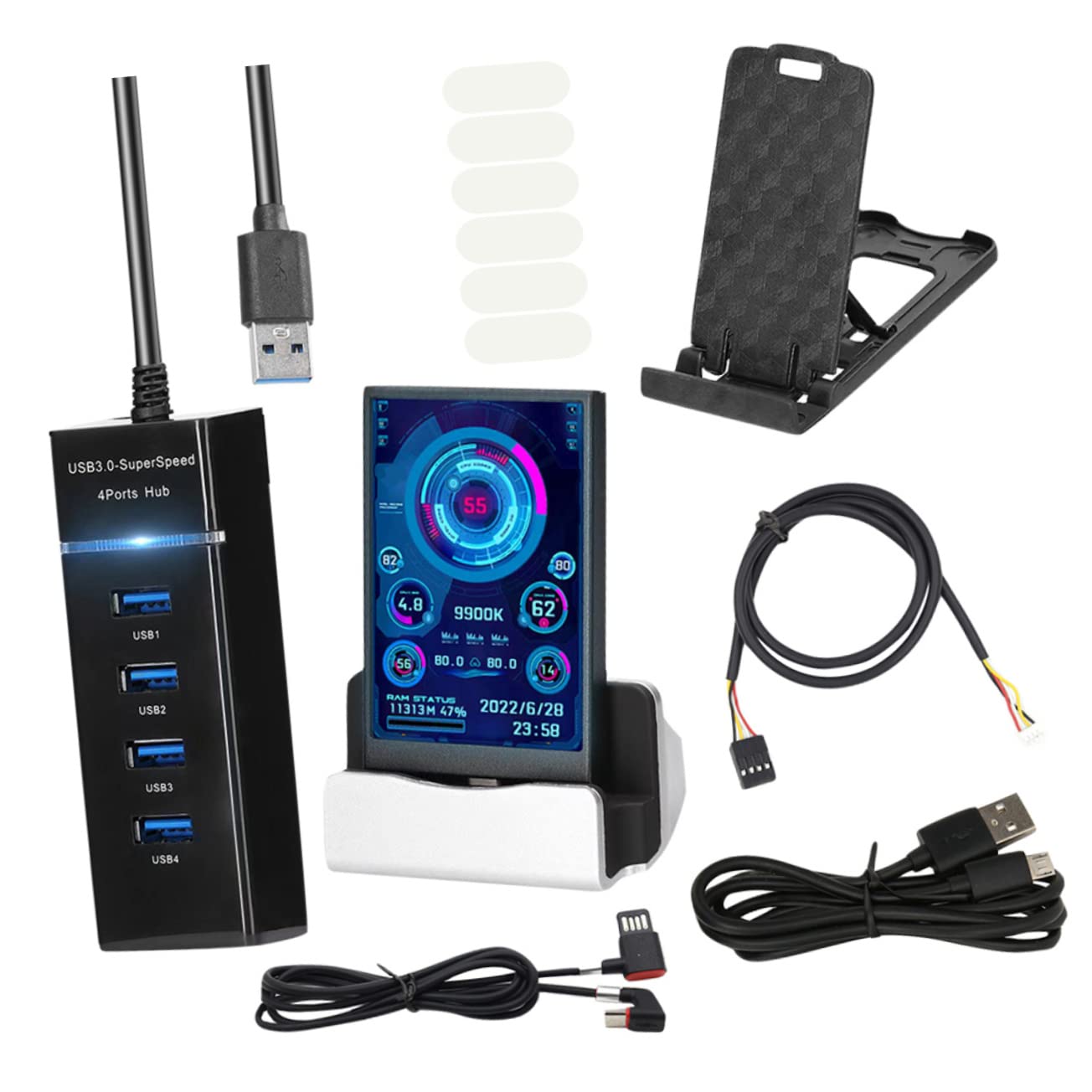 WATIIFUFU Secondary Computer LCD Screen Display - Mini PC Monitor with Copper Frame for CPU Case, Mini ITX & Small Form Factor PCs - Perfect for Gaming Rigs, Home Office & Compact Workstations