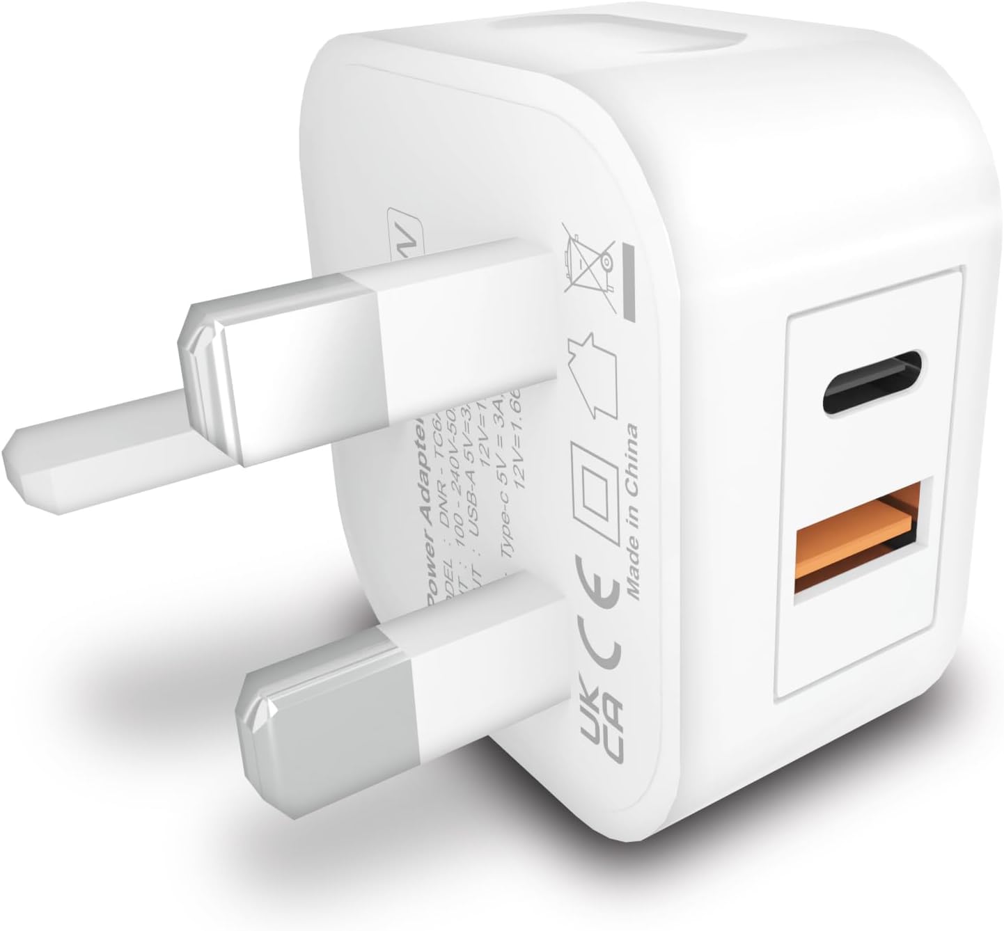 20W Dual Port USB C Fast Charger Plug - PD Compatible for Honor 90 Lite/X7b/X6a/X6b/90 Smart/200 Lite/Magic6 Lite - UK 3 Pin Wall Adapter (White) - Perfect for Home, Office & Travel Charging
