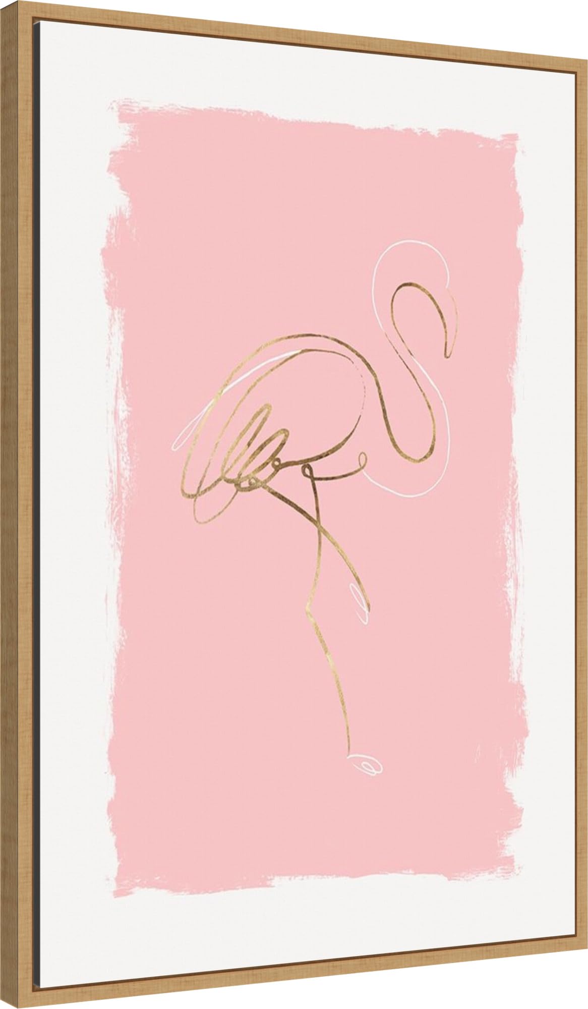 Amanti Art Framed Canvas Wall Art - 33x23 Graceful Flamingo Bird Painting by Eva Watts | Modern Animal Artwork for Living Room, Bedroom & Bathroom Decor | Large Framed Poster for Home & Office Wall Decor