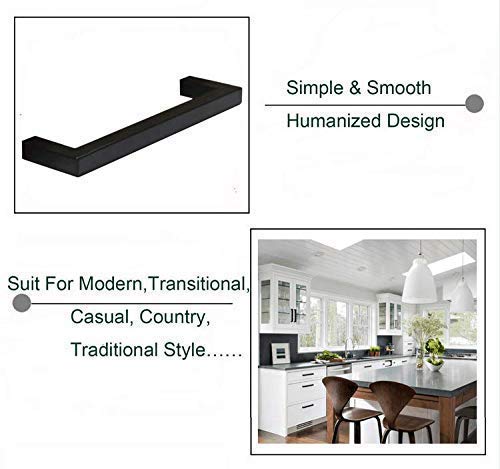Black Cabinet Pulls 8 Inch - Stainless Steel Drawer Handles for Kitchen & Dresser - Modern Hardware Upgrade