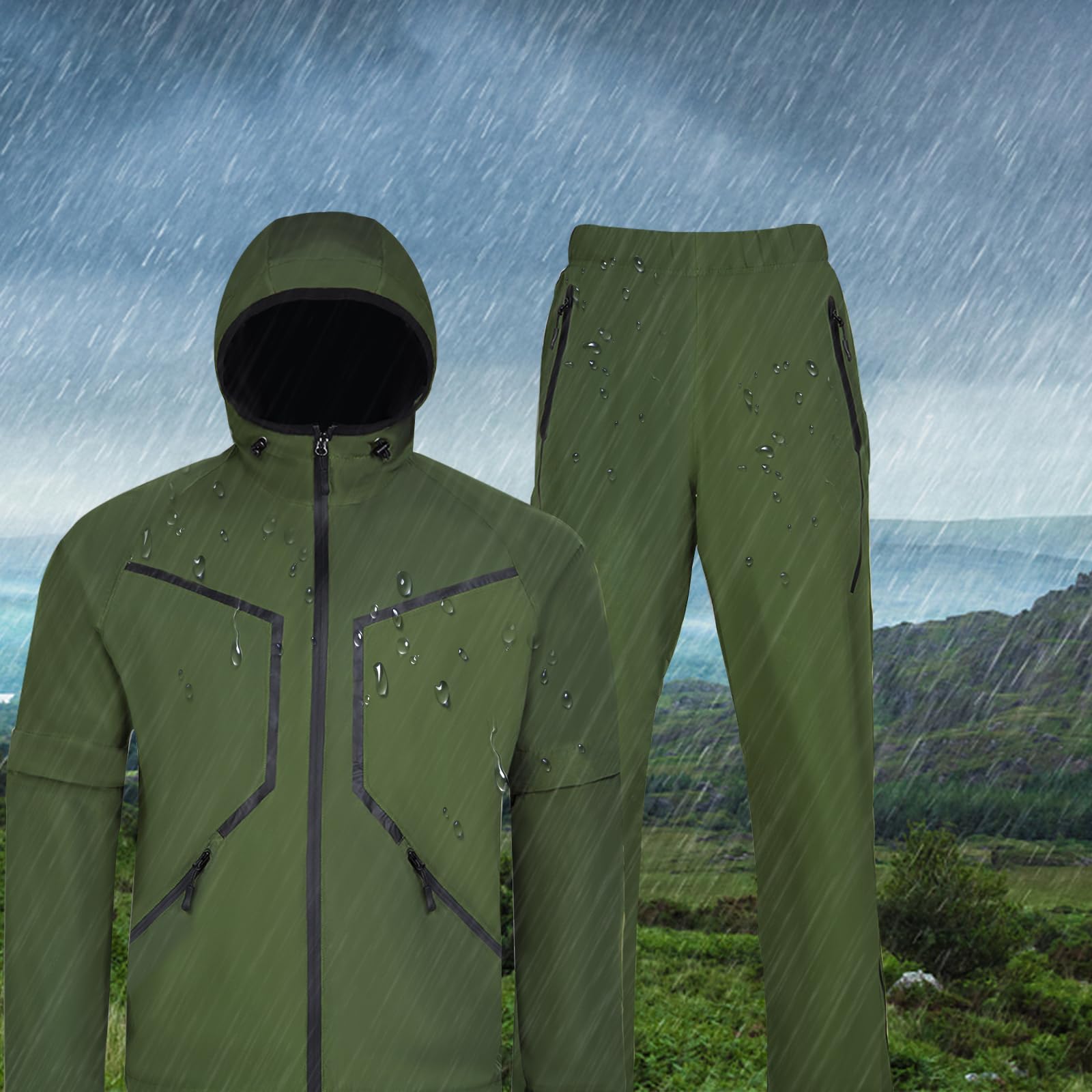 K.E.J. Men's Waterproof Golf Rain Jacket - Lightweight & Breathable Performance Rain Suit for Outdoor Sports - Perfect for Golfing, Hiking & Camping in Wet Weather