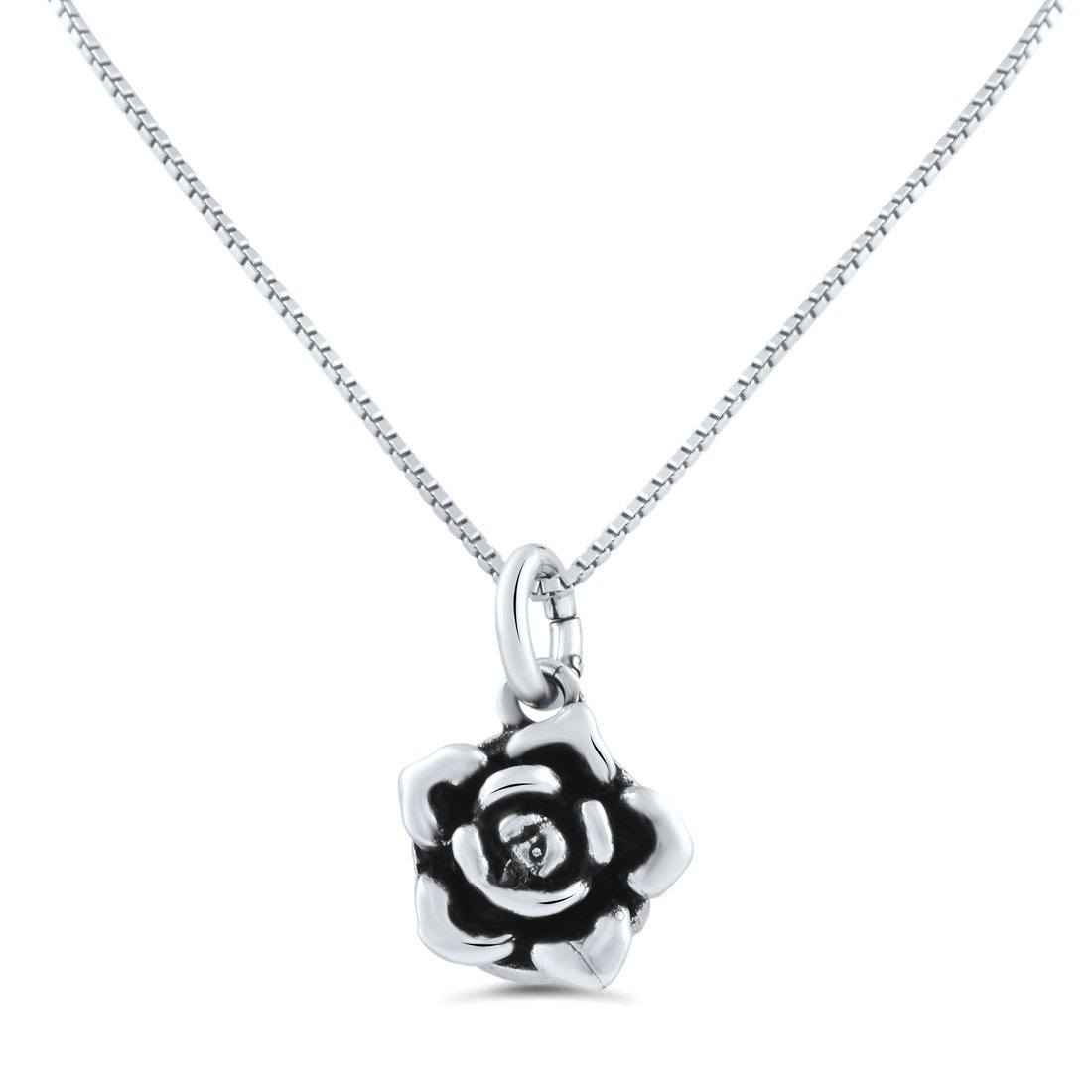 Elegant Sterling Silver Double Sided Rose Flower Pendant Necklace - 18 Inch Chain Included - Perfect for Valentine's Day Gifts, Anniversary Presents & Romantic Date Nights