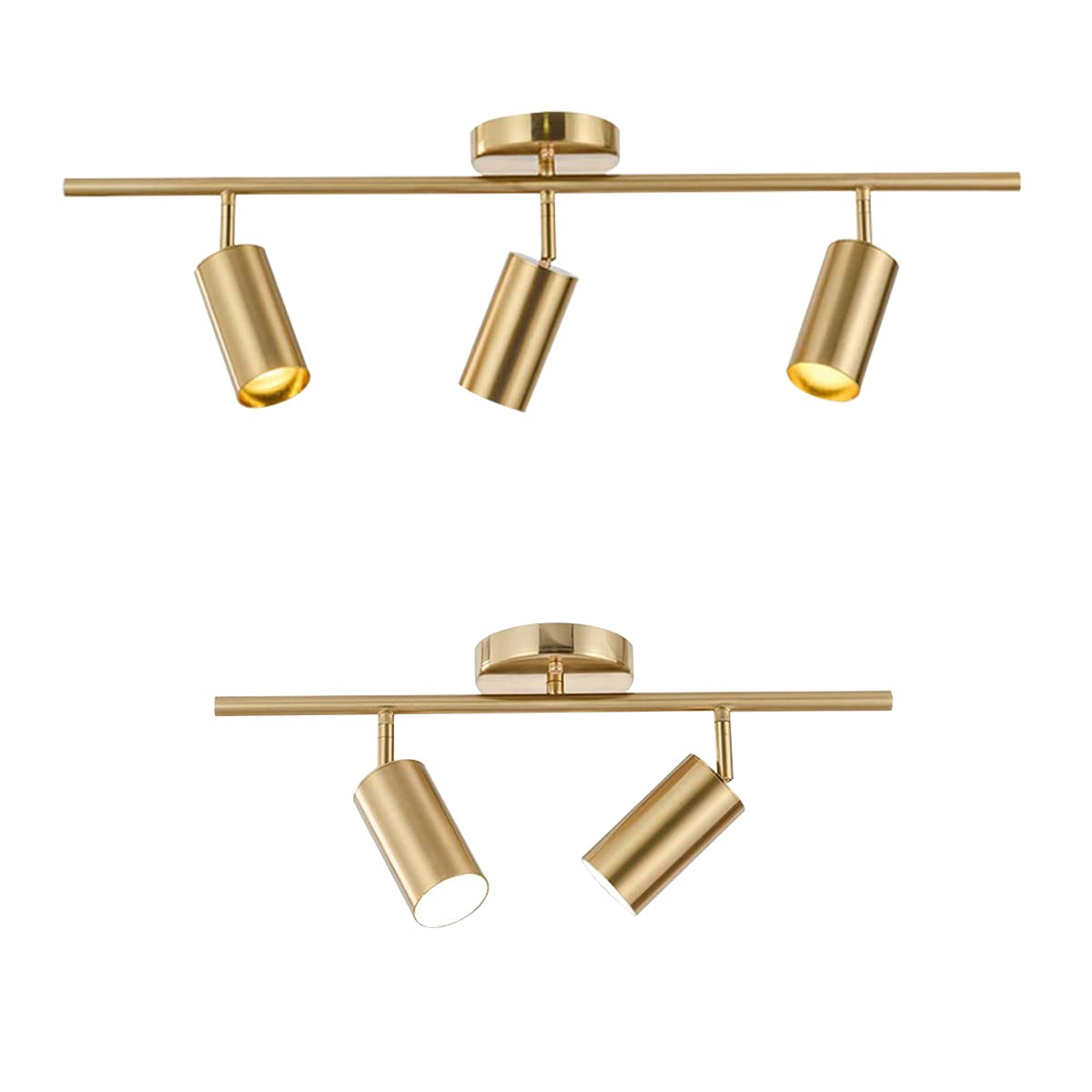 BOKT Gold Flush Mount Track Lighting Kit - 3-Light Adjustable Modern Ceiling Light Fixture for Kitchen Island, Living Room, Bedroom | Dimmable Wall Decor Lamp for Home & Office Spaces