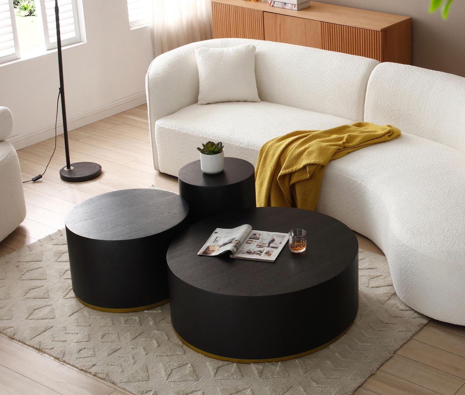 Modern Round MDF Coffee Table - Minimalist Side Table & End Table for Living Room, Bedroom & Office - Fully Assembled Contemporary Furniture for Small Spaces